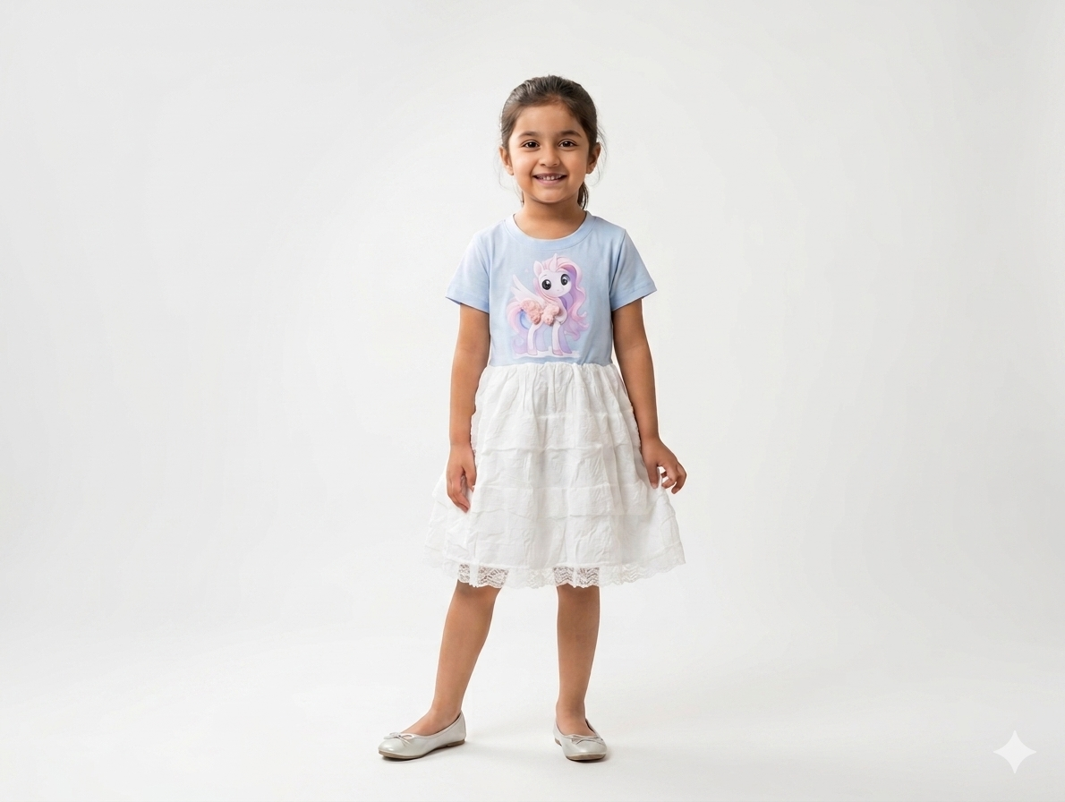 Girls Magical Unicorn Tulle Tutu Dress - Pastel Pink, Yellow, and Blue Party Wear