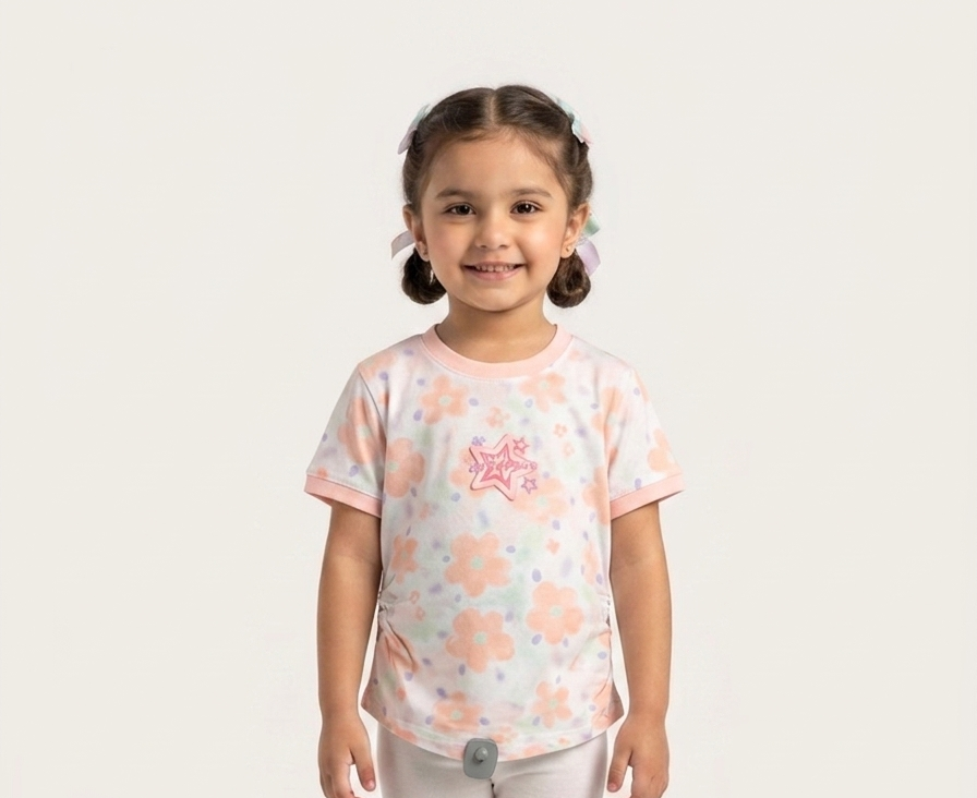 Toddler Girls' Floral Star Graphic Tee - Soft Cotton Short Sleeve T-Shirt in Pastel Colors