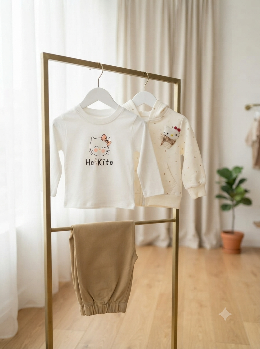 Charming Kids Long Sleeve TShirt Zip Hoodie And Comfortable Pants Clothing Set