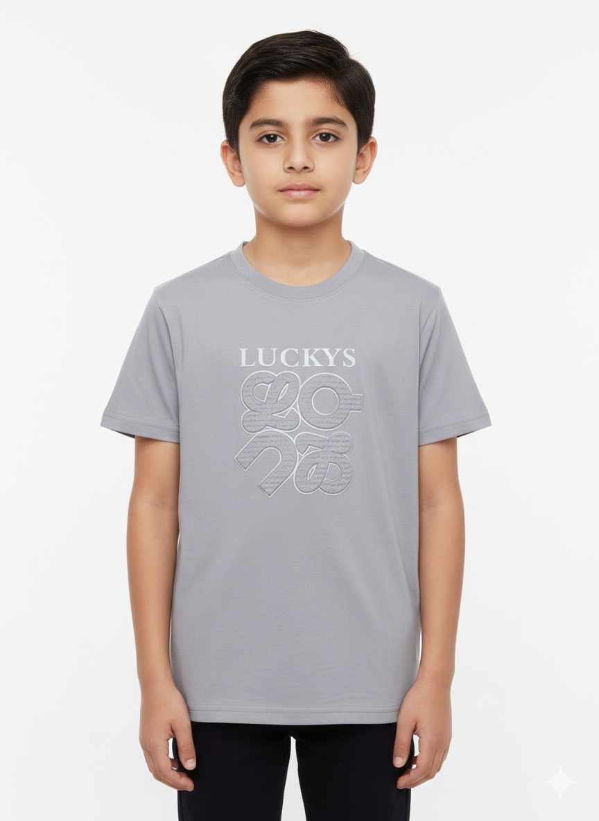 Trendy Boys "Lucky" Graphic T-Shirt Available In Multiple Vibrant Colors For Versatile Everyday Styling