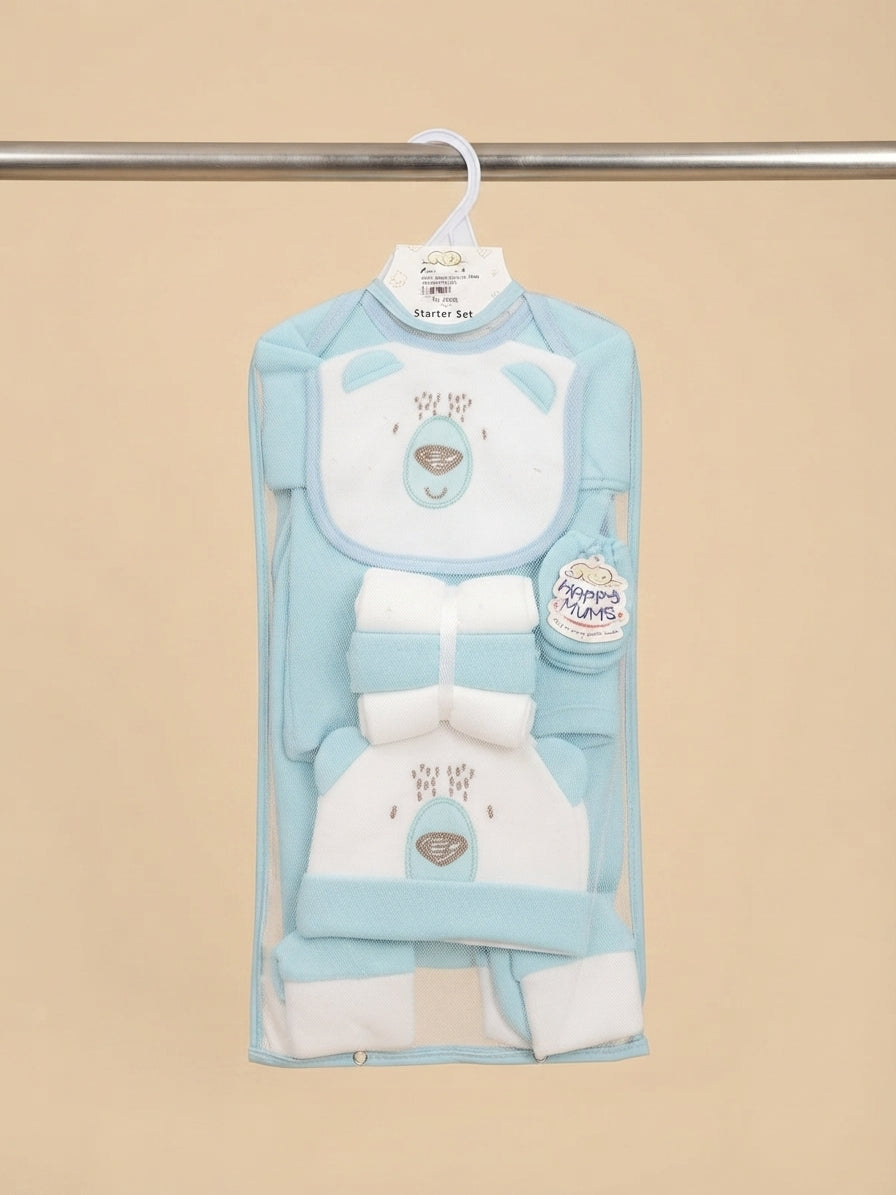 Premium Newborn Baby Starter Set Soft Cotton Clothing Mittens Cap Bib And Wrapping Sheet (Copy)
