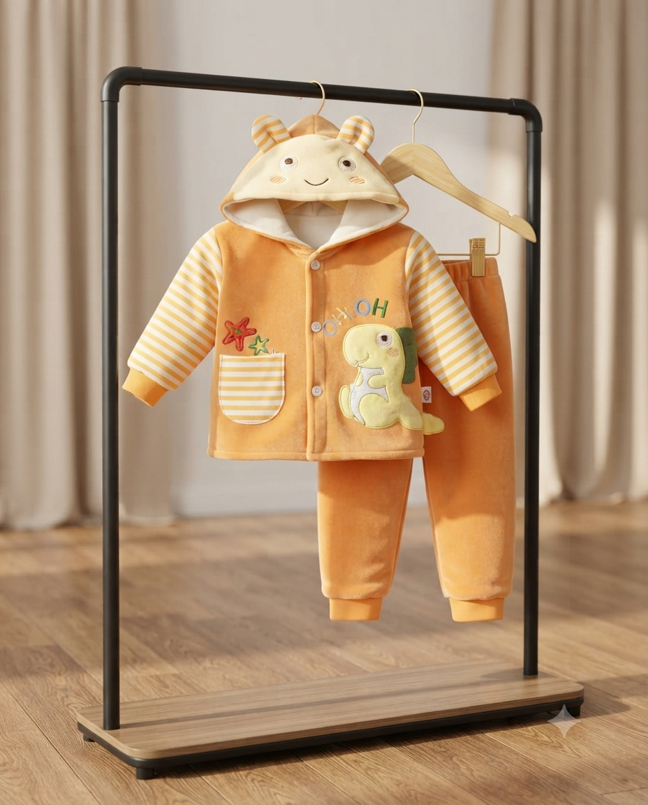 Cute Baby Fleece Hooded Jacket and Pants Set