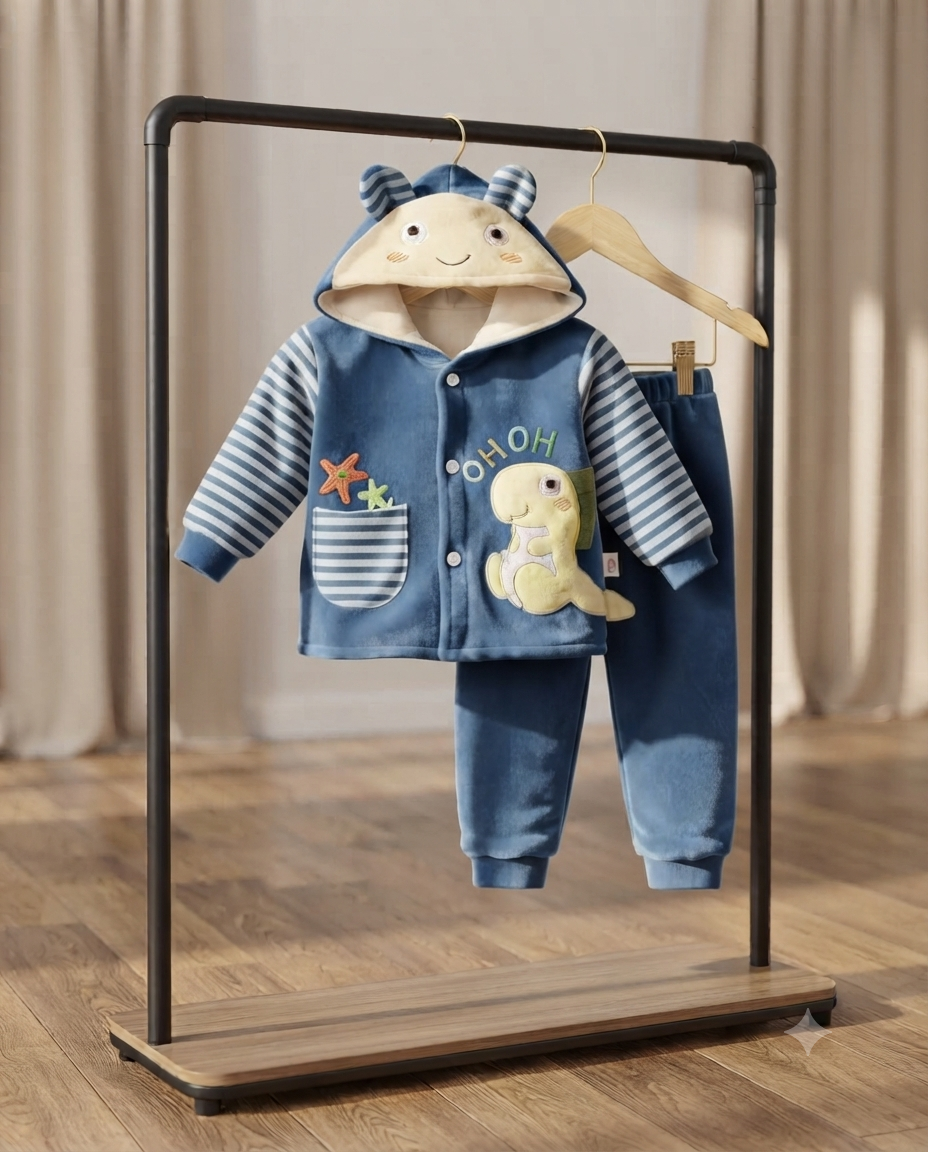 Cute Baby Fleece Hooded Jacket and Pants Set