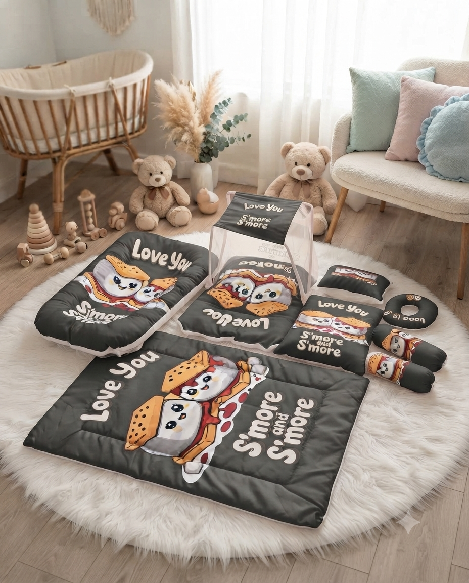 Adorable S'more Themed Baby Bedding Set for Comfortable Sleep and Nursery Room Decor