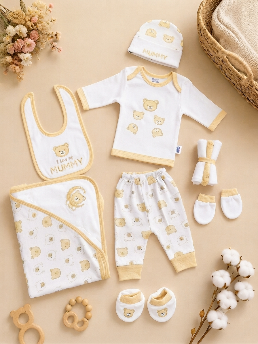 Complete Adorable Bear Theme Newborn Baby Gift Set With Essential Clothing And Accessories Included