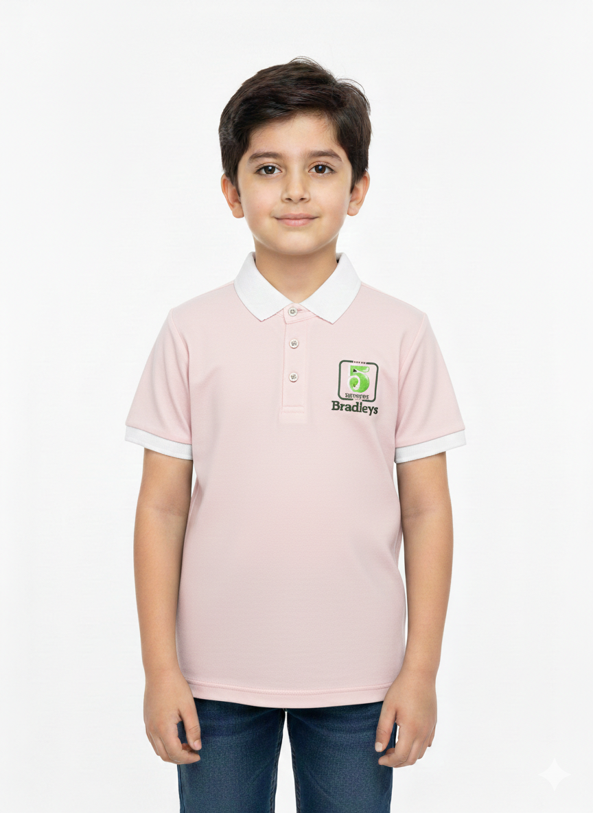 Essential Boys' Contrast Collar Polo Shirt With Bradleys Graphic Patch And Ribbed Sleeve Cuffs