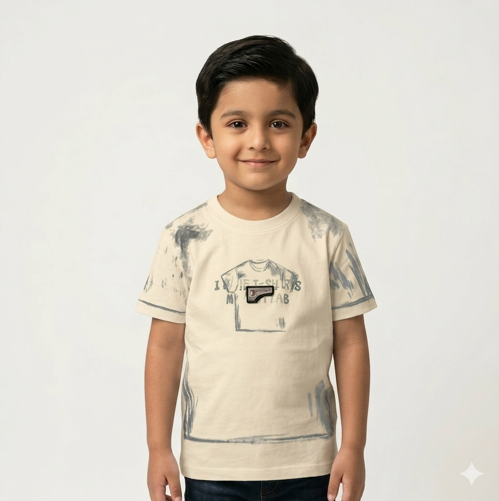 Boys Artistic Sketch Graphic Cotton Tee – Fun Short Sleeve Casual Crew Neck Summer T-Shirt