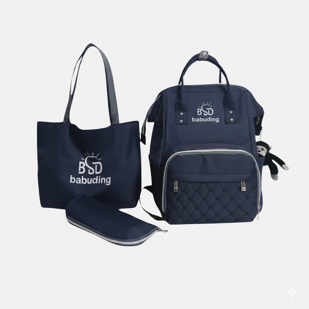 3-in-1 Baby Diaper Bag – Stylish, Spacious & Multi-Functional for Moms