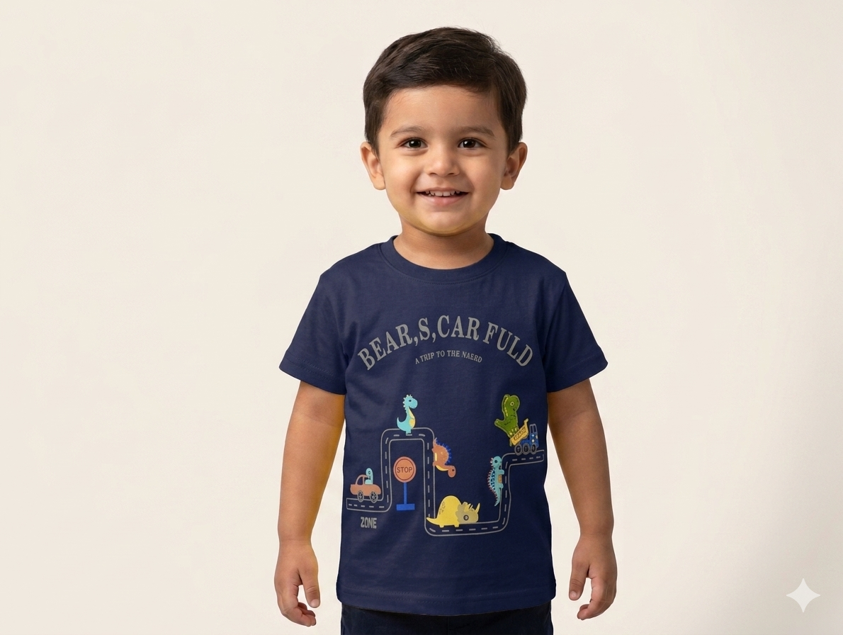 Toddler Boy Dinosaur Road Trip Graphic Tee - Soft Cotton T-Shirt in Multiple Vibrant Colors