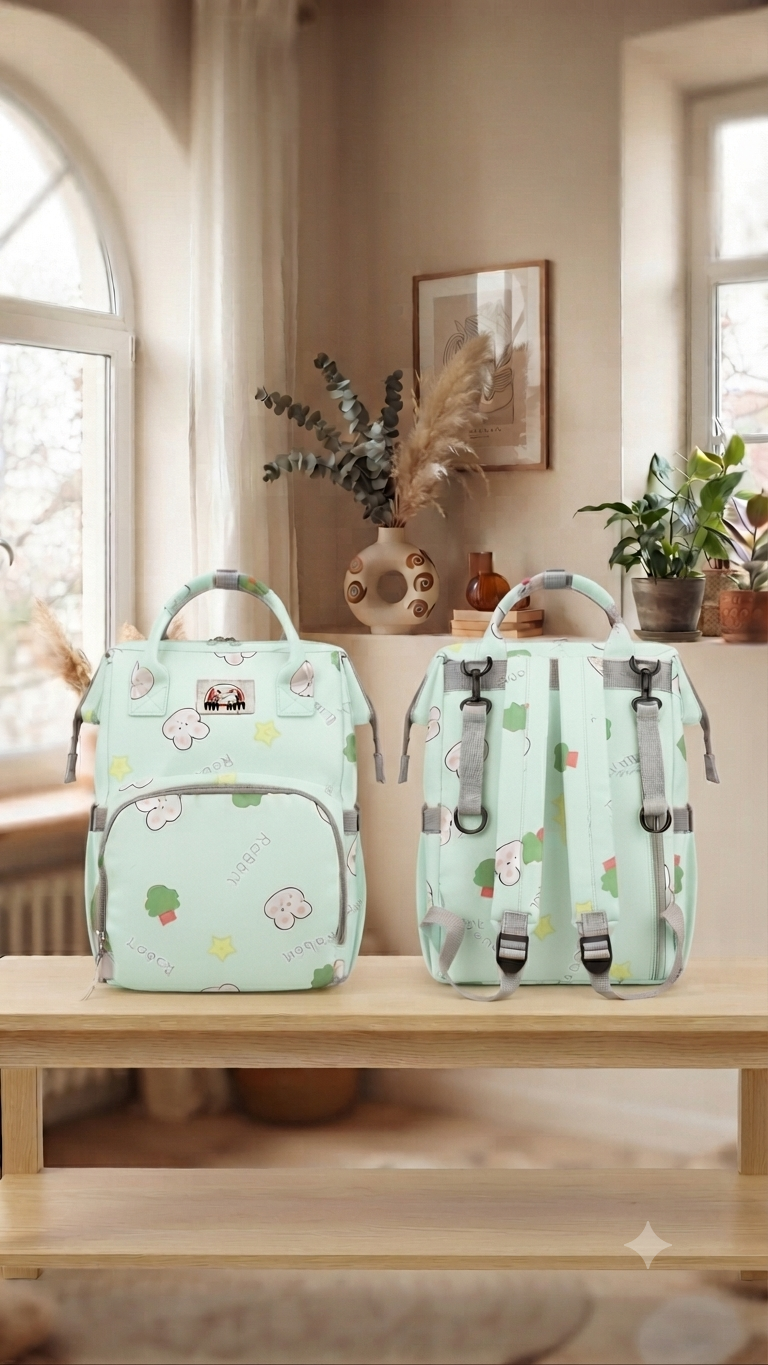 Charming Rabbit Print Diaper Bags with Spacious Compartments for Stylish Parenting and Traveling