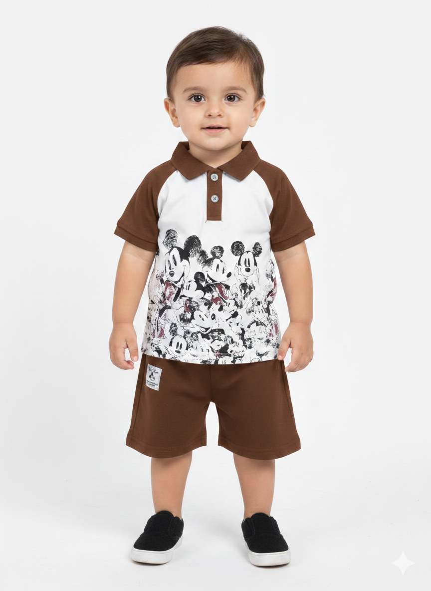 Toddler Boy Disney Mickey Mouse Polo and Shorts Set - Fun Character Graphic Summer Outfit