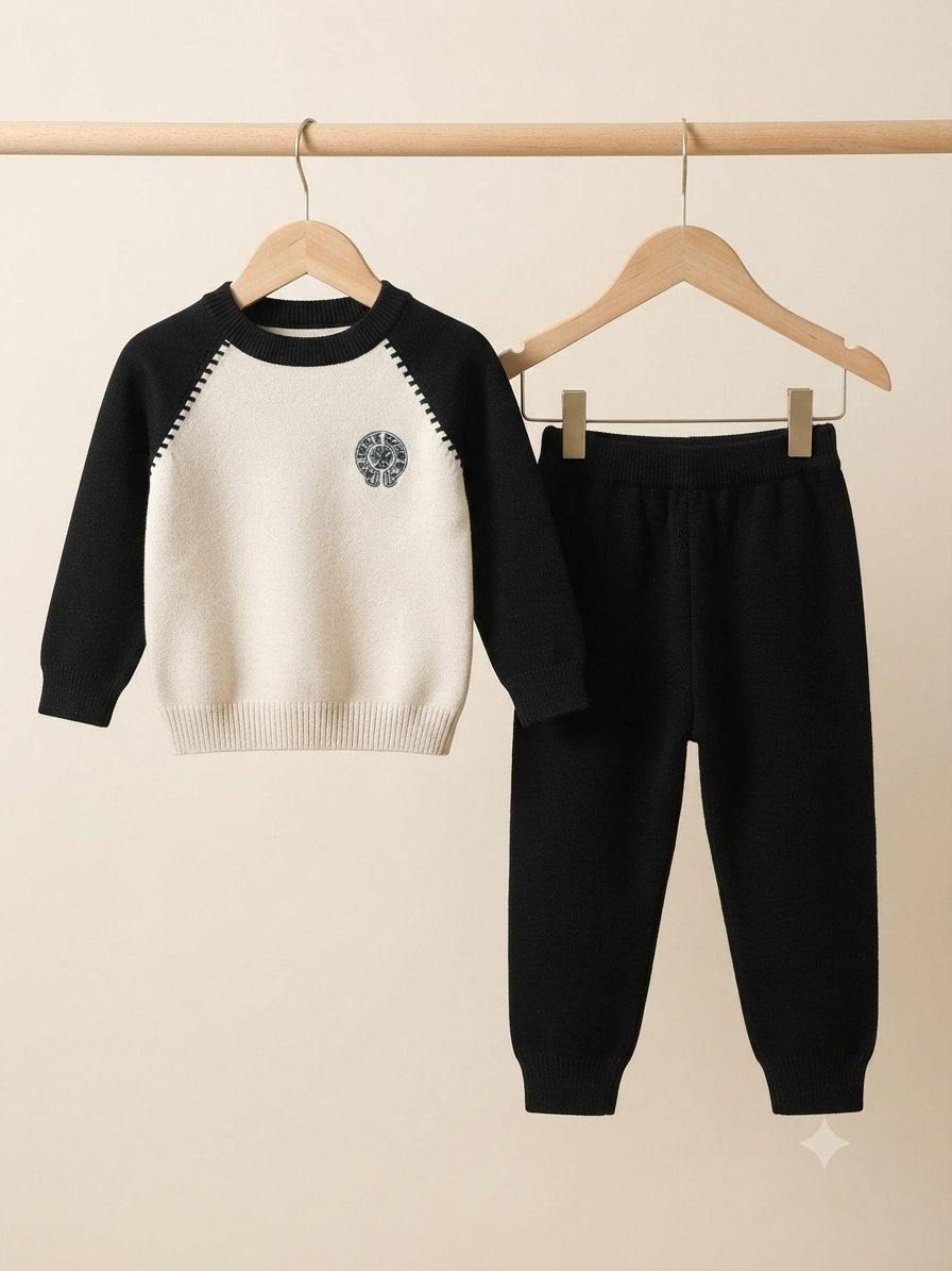 Cozy Knit Striped Sweater And Matching Jogger Pants Outfit Set For Casual Winter Wear
