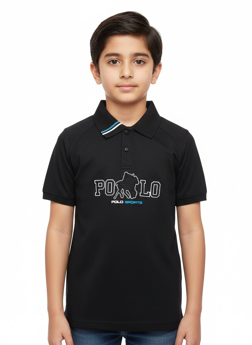 A Modern Portrait Of A Young Boy Wearing A Multicolored Sage Green Graphic Polo Shirt