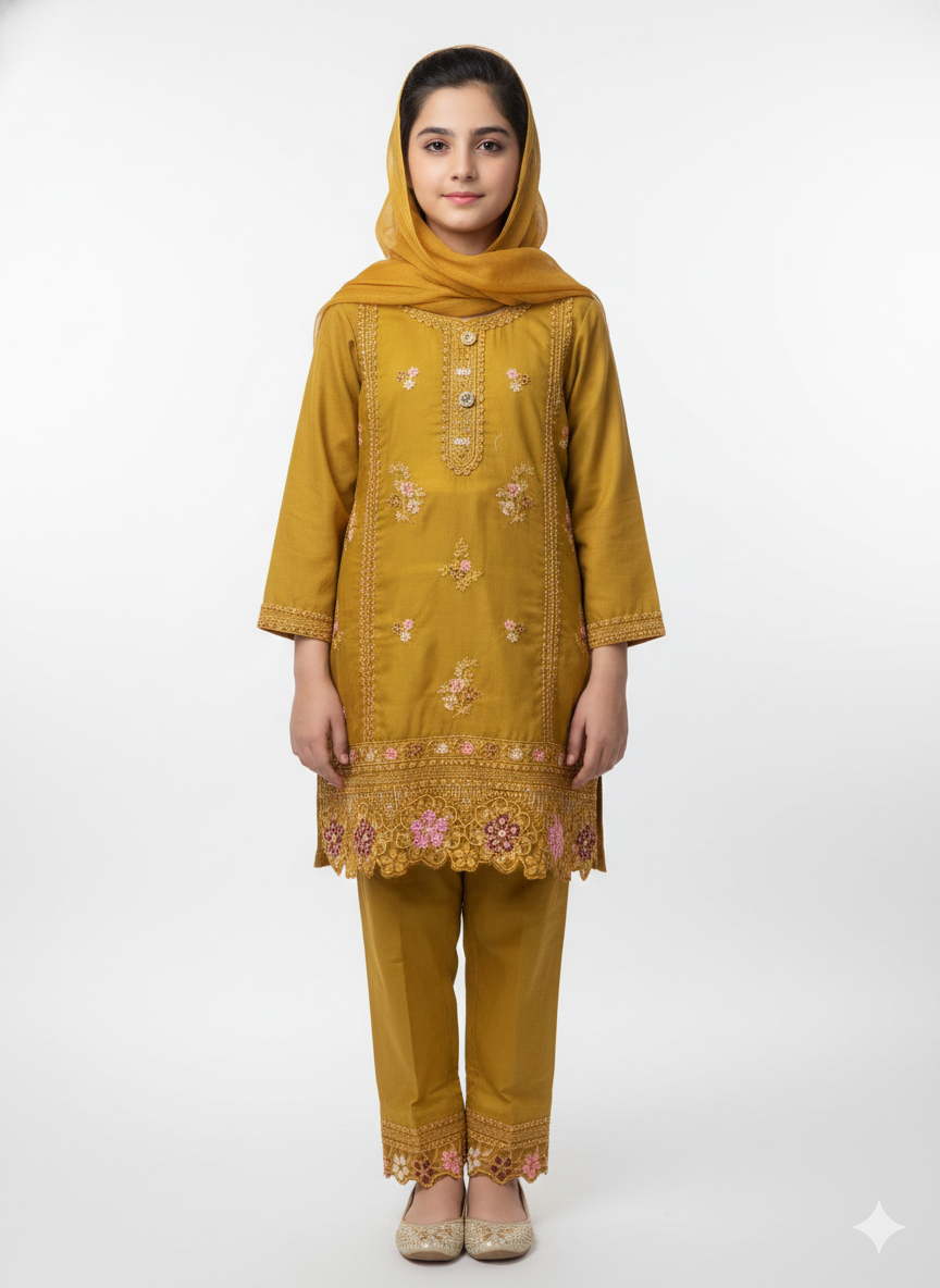 Pristine White Three-Piece Embroidered Lawn Suit with Multicolored Floral Accents and Pure Cotton Dupatta