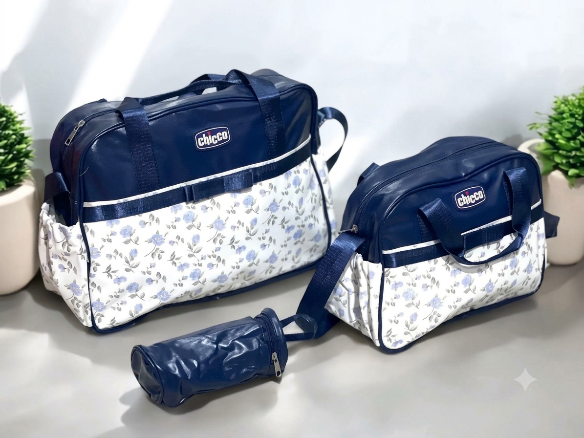 Chicco Floral Print Baby Diaper Bag Set – Multi-Piece Travel Organizer for Parents