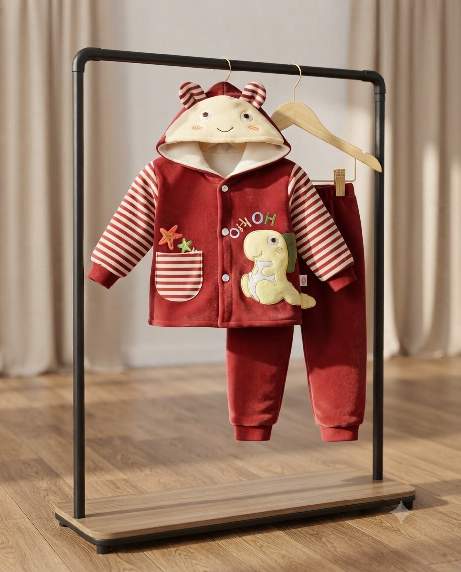 Cute Baby Fleece Hooded Jacket and Pants Set