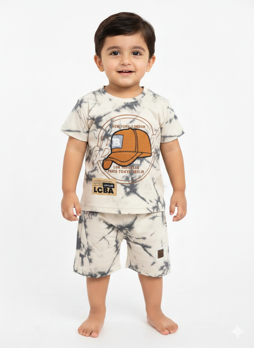 Toddler Boys' Fashionable Plaid Layered Sets and Cool Tie-Dye Graphic T-Shirt and Shorts Ensembles