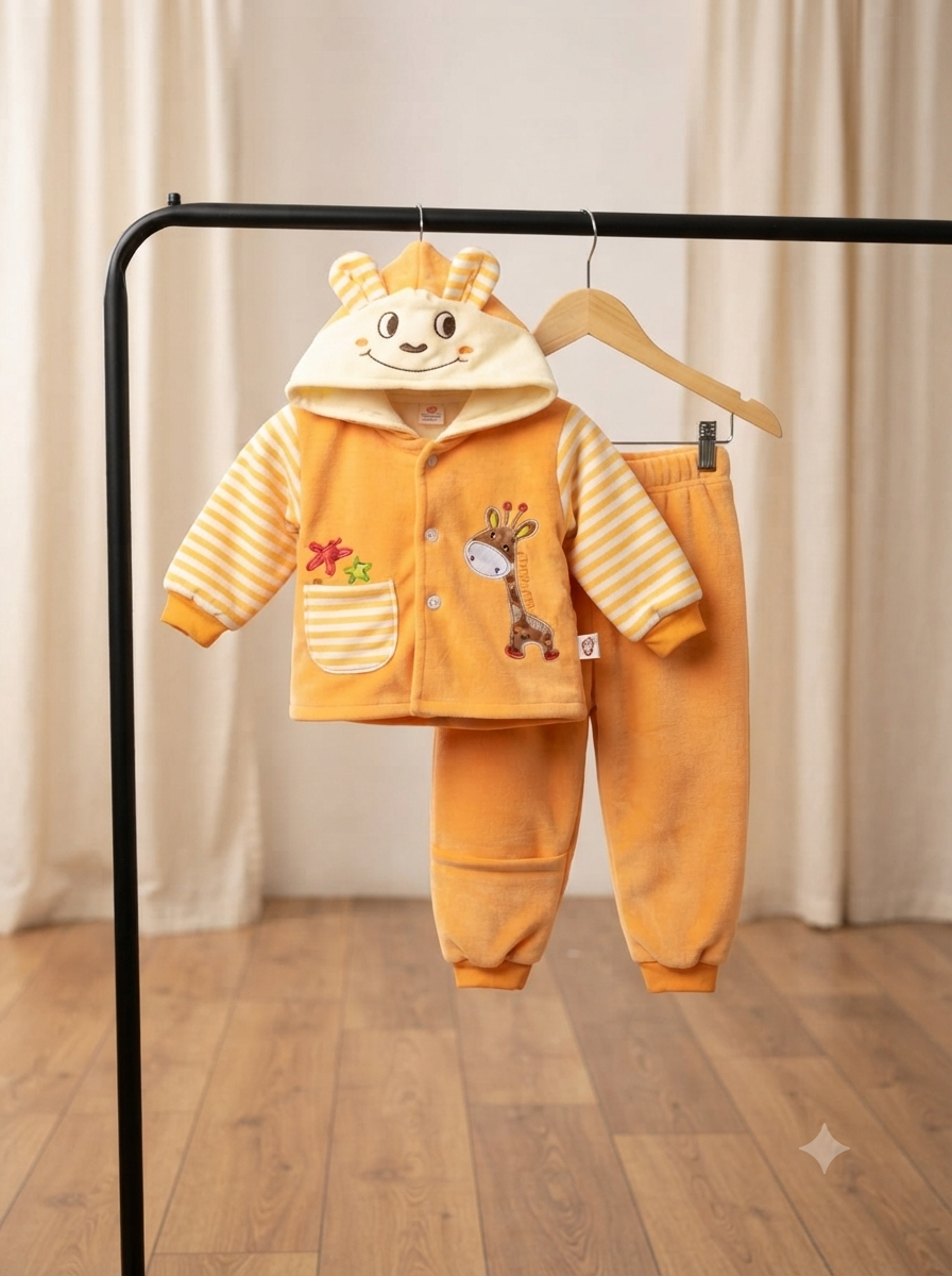 Cute Baby Fleece Hooded Jacket and Pants Set