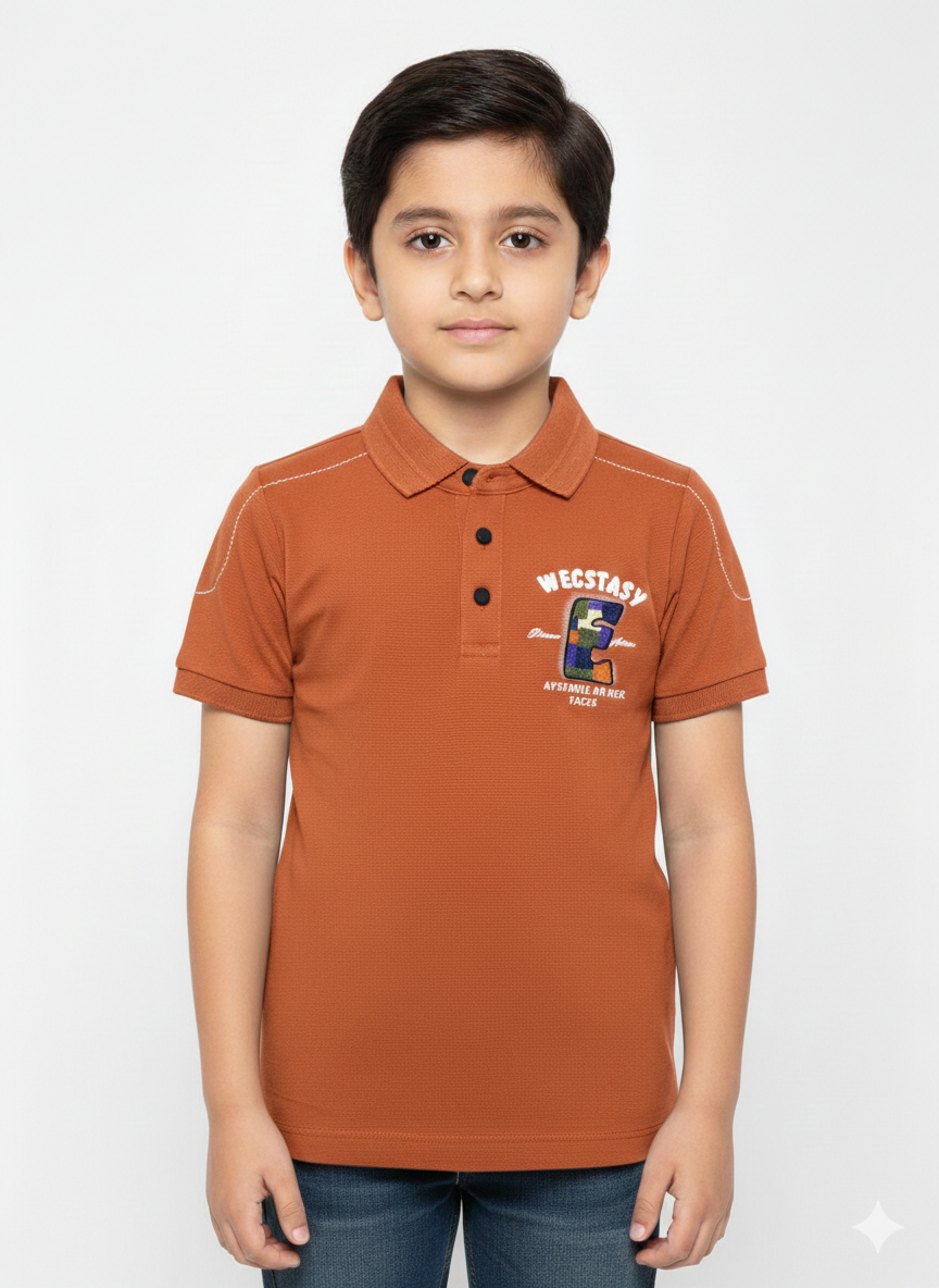 Smart Boys Polo Shirt Available In 5 Vibrant Colors With Elegant Contrast Shoulder Stitching