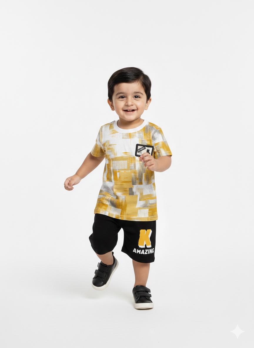 Toddler Boys' 2-Piece Abstract Graphic T-Shirt and "Amazing K" Shorts Set