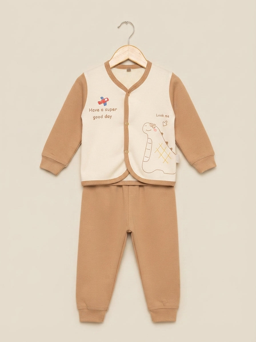 Cute Kids Cotton Have A Nice Weekend Graphic Button Up Top And Matching Trouser Outfit Set
