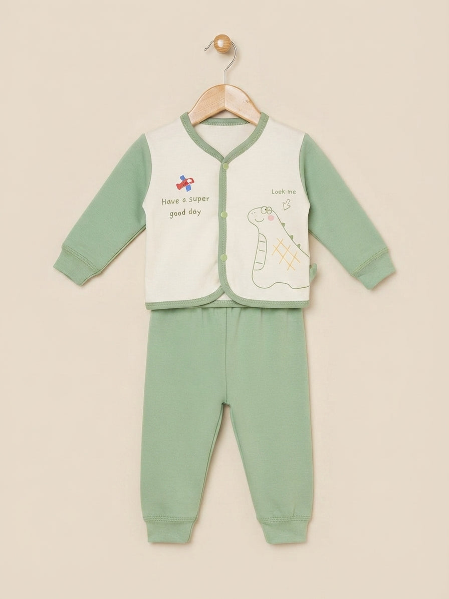 Cute Kids Cotton Have A Nice Weekend Graphic Button Up Top And Matching Trouser Outfit Set