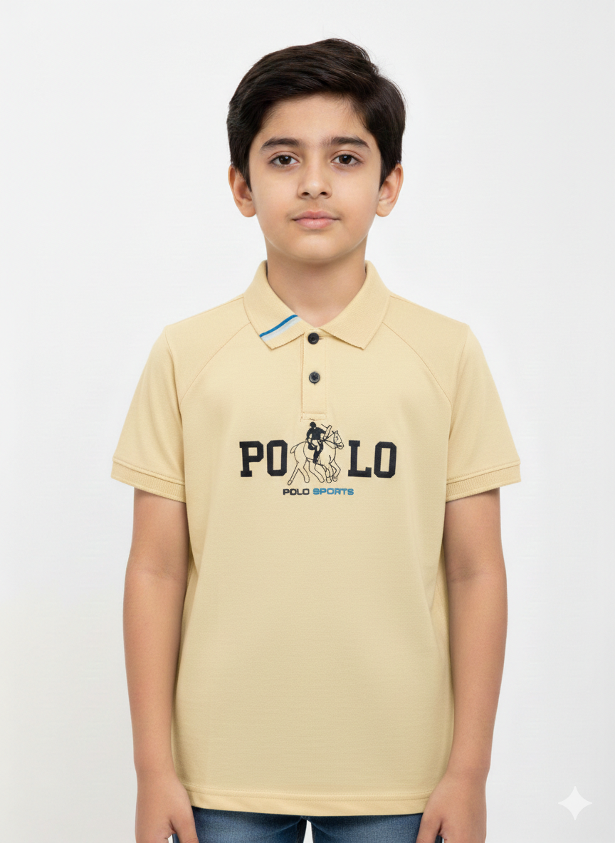 A Modern Portrait Of A Young Boy Wearing A Multicolored Sage Green Graphic Polo Shirt