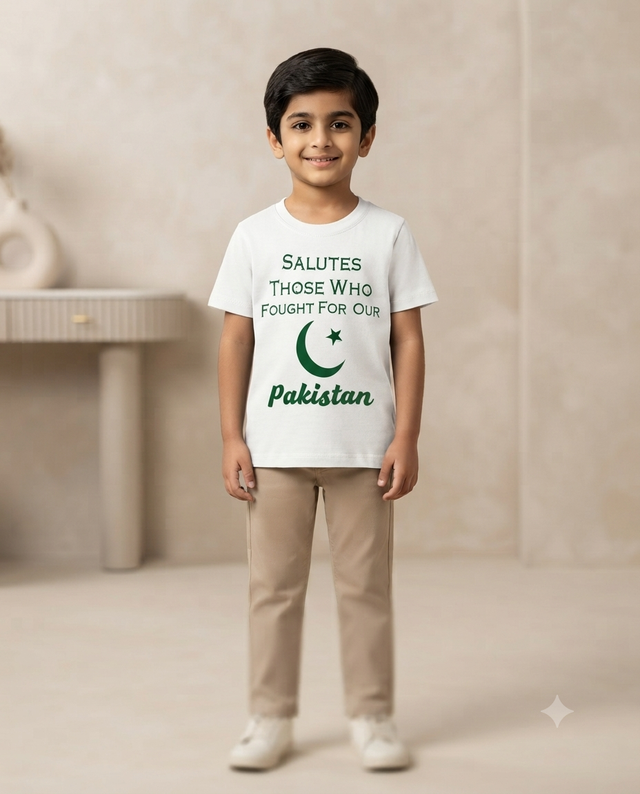 Pakistan Independence Day Premium Graphic T-Shirt For Kids Soft Cotton