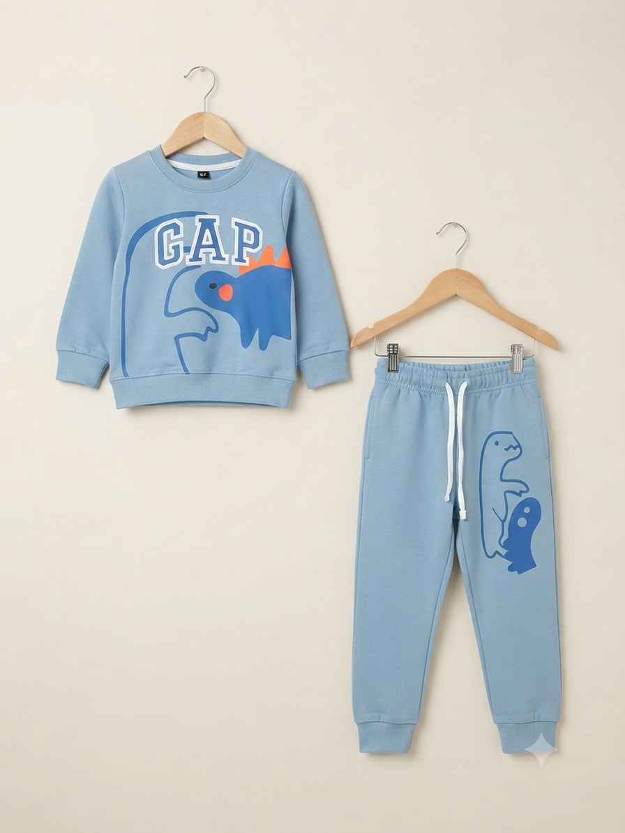 Stylish Kids GAP Blue Dinosaur Graphic Sweatshirt With Matching Full Length Track Pants