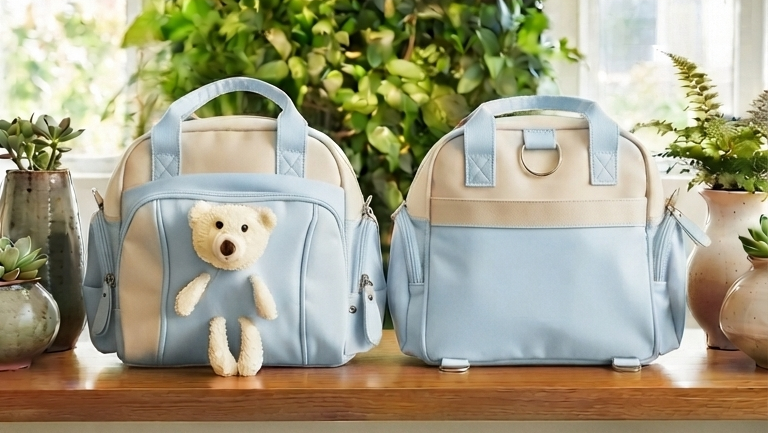 Cute Multi-Color Diaper Bags with Adorable Detachable Teddy Bears for Stylish Parents and Babies