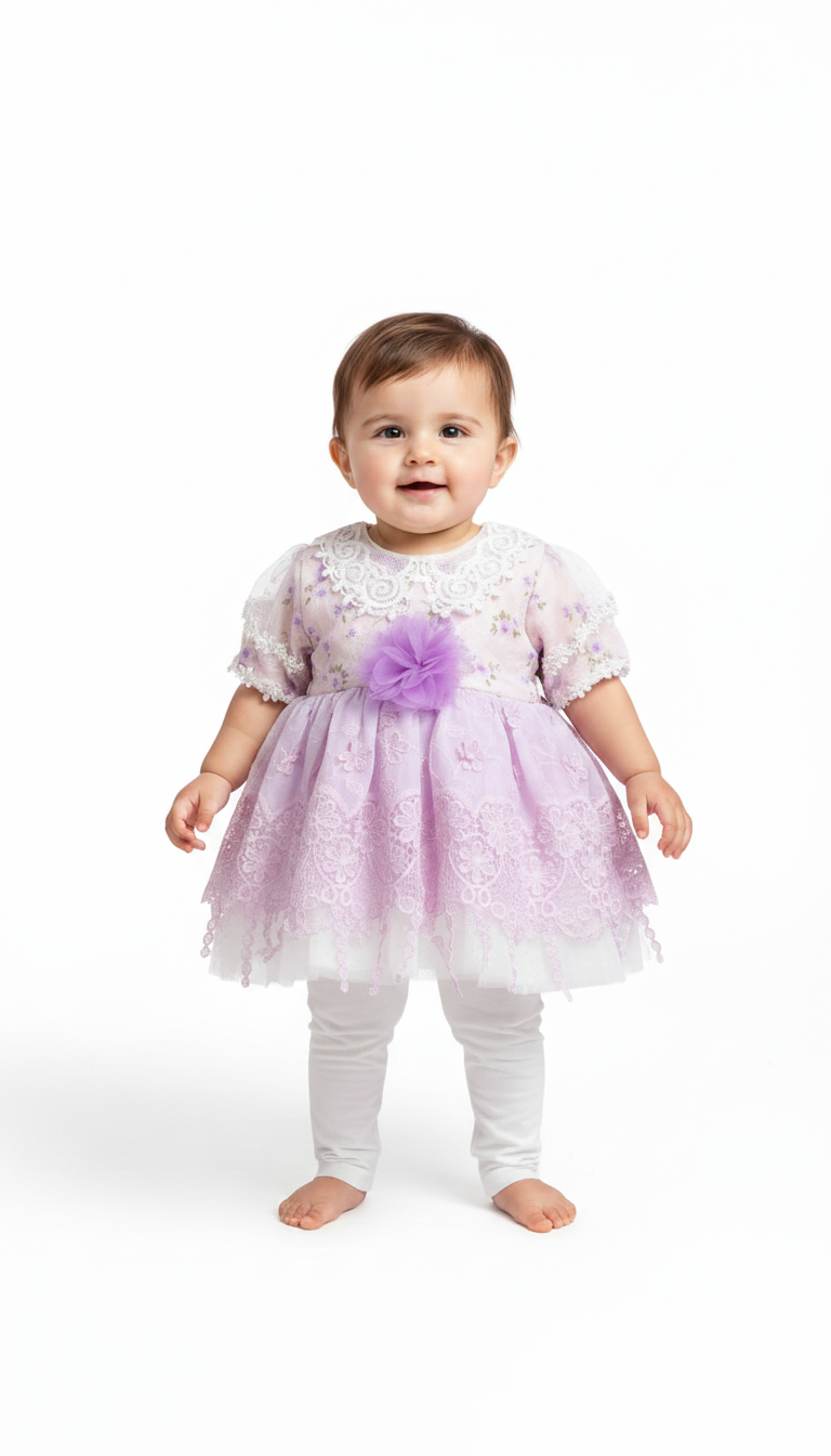 Premium Frock Blue Lace Trimmed Baby Tutu Dress With Comfortable  For Special Occasions
