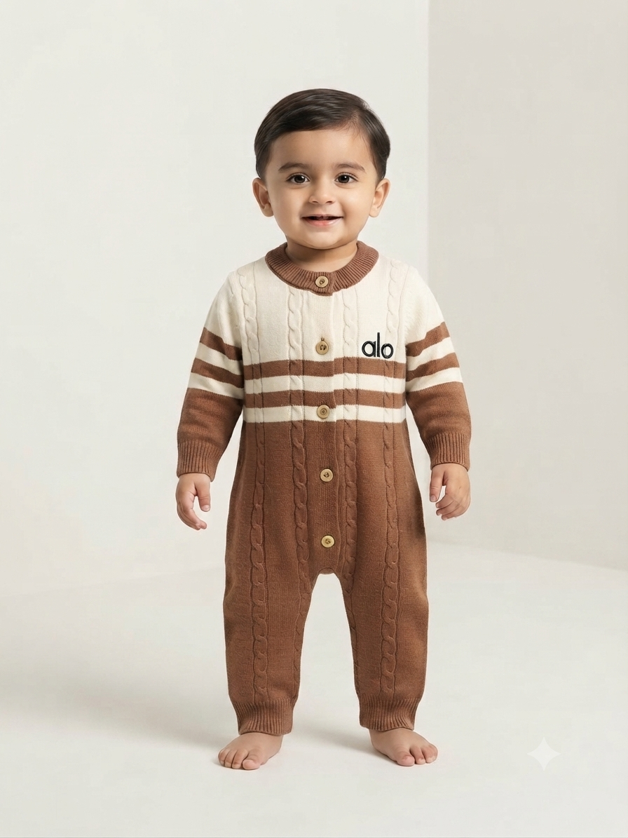 Cozy Cable Knit Baby Rompers for Infants Stylish Soft Material Comfortable Everyday Wear Trendy Outfits