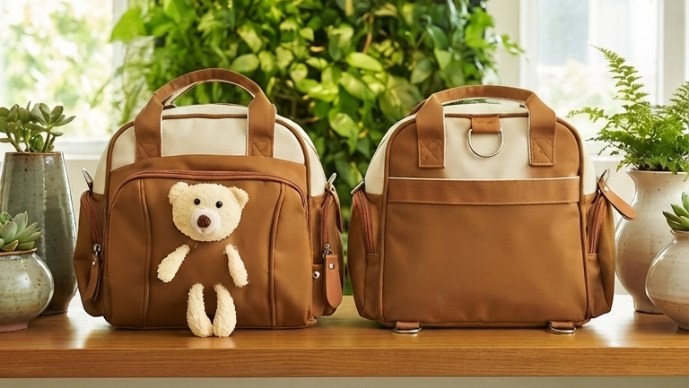 Cute Multi-Color Diaper Bags with Adorable Detachable Teddy Bears for Stylish Parents and Babies