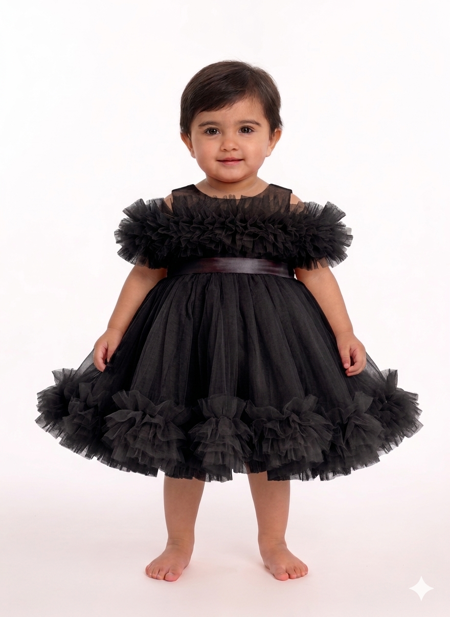 Elegant Toddler Tulle Ruffle Party Dress in Multiple Colors for Birthdays and Special Occasions