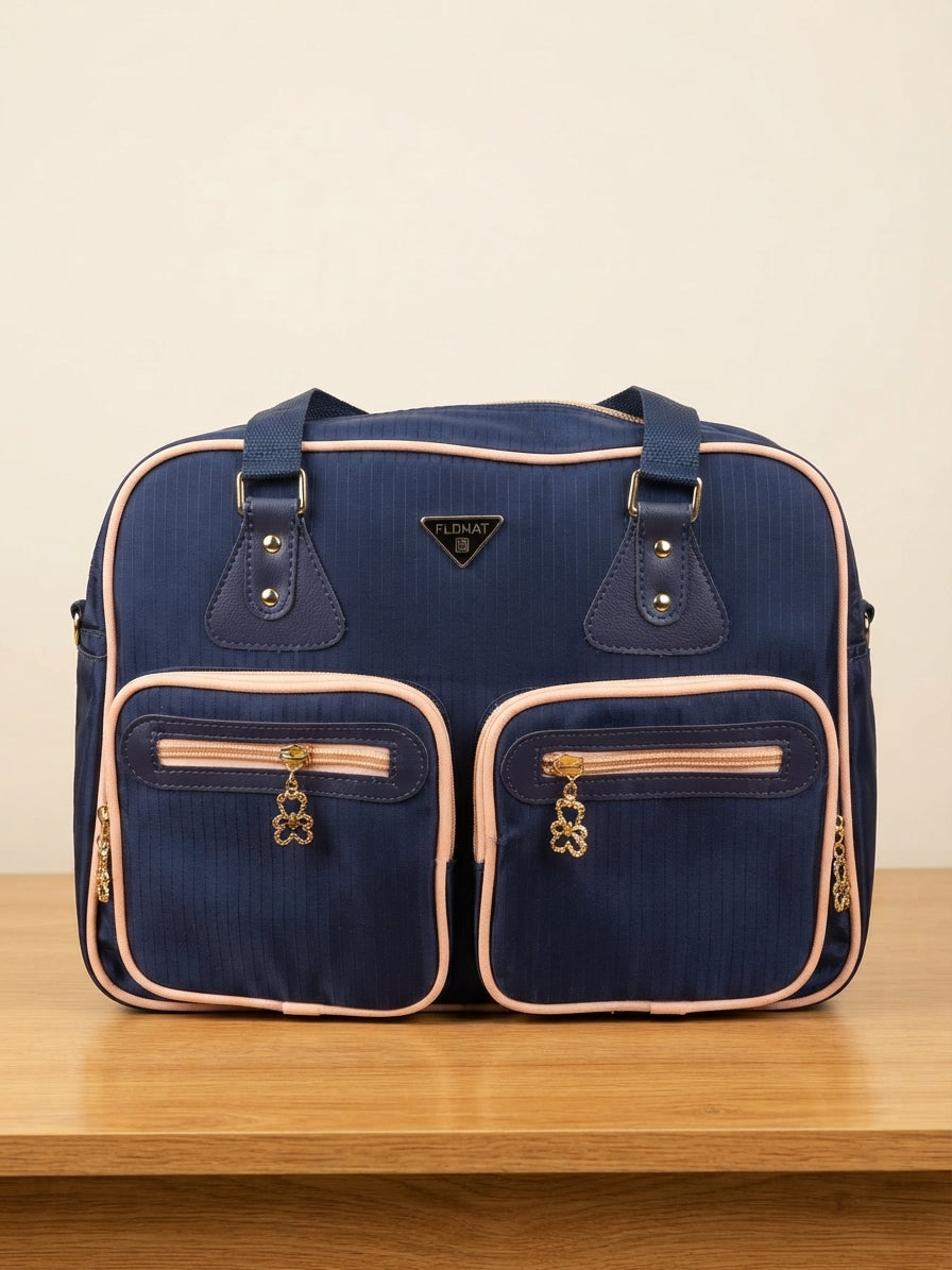 Stylish Multi Pocket Travel Handbag with Dual Front Compartments and Comfortable Carry Handles