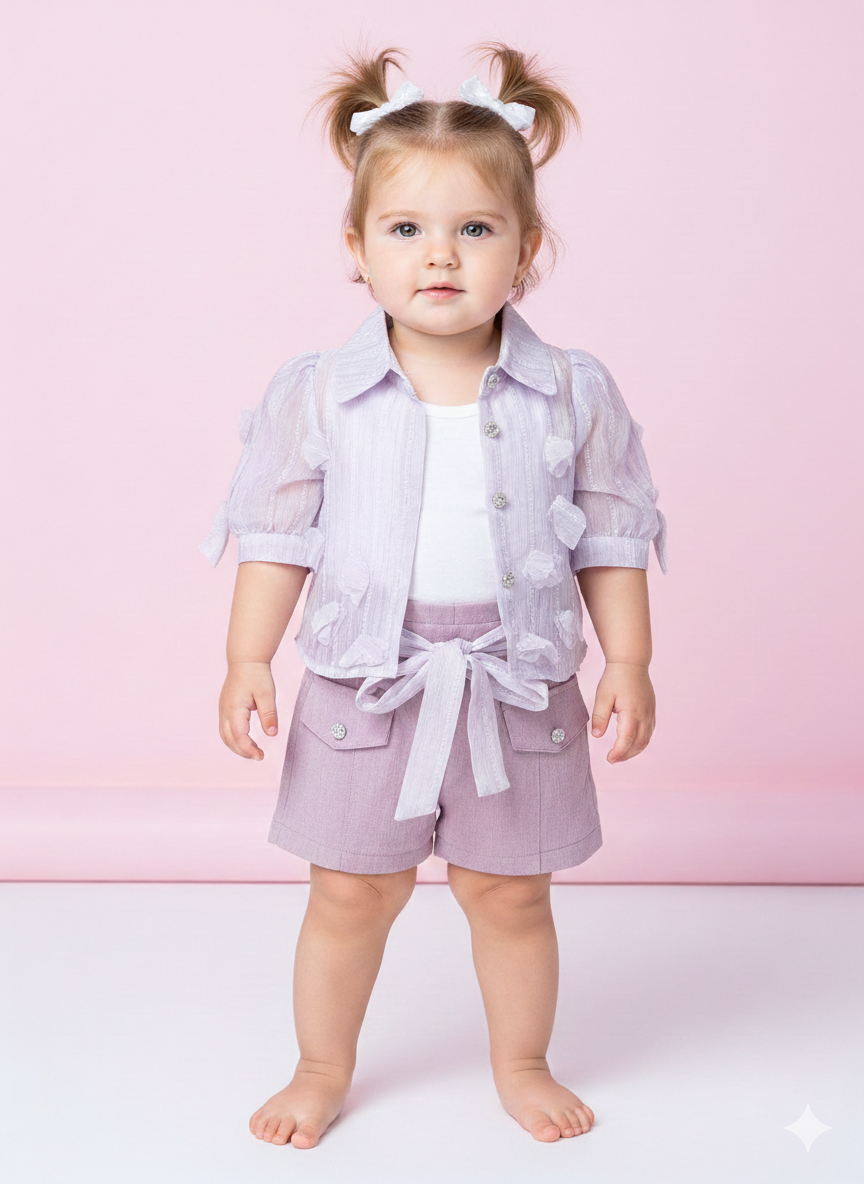 Chic Toddler Fashion Set: Elegant Pink and Lavender Outfits for Stylish Little Girls