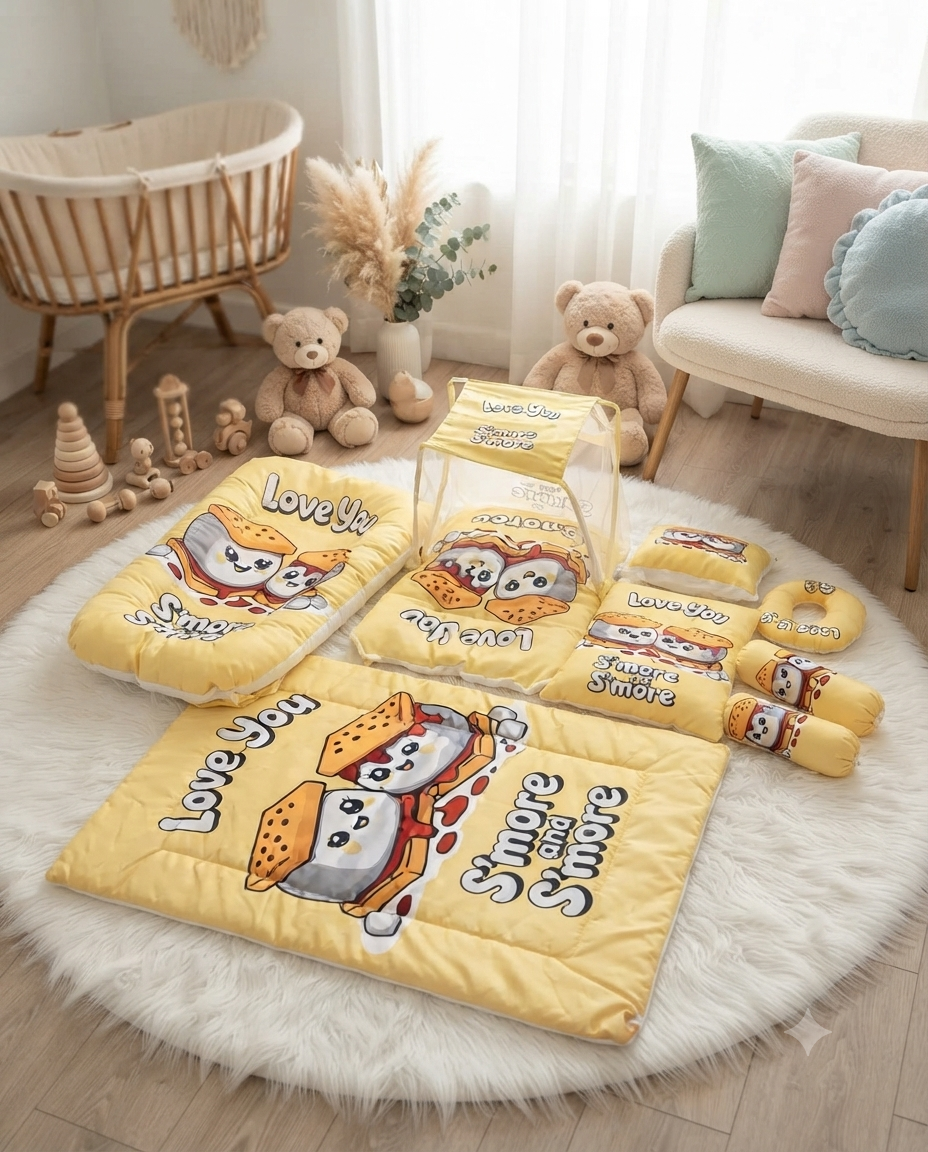 Adorable S'more Themed Baby Bedding Set for Comfortable Sleep and Nursery Room Decor