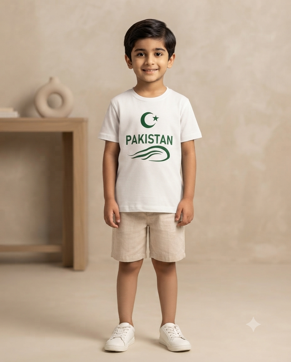 Pakistan Independence Day Premium Graphic T-Shirt For Kids Soft Cotton
