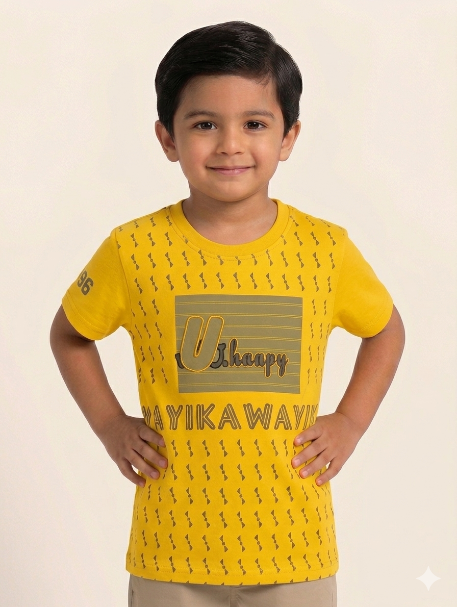 Boys Graphic Print Cotton Crew Neck T-Shirt Short Sleeve Casual Summer Tee Playwear Top
