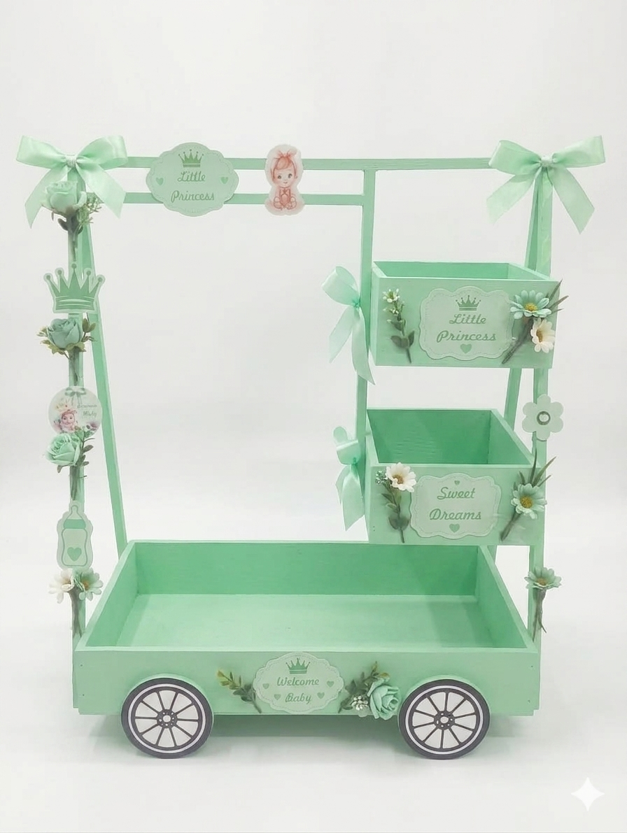 Decorative Baby Carriage Display Stand For Nursery Organizing Gift Hampers