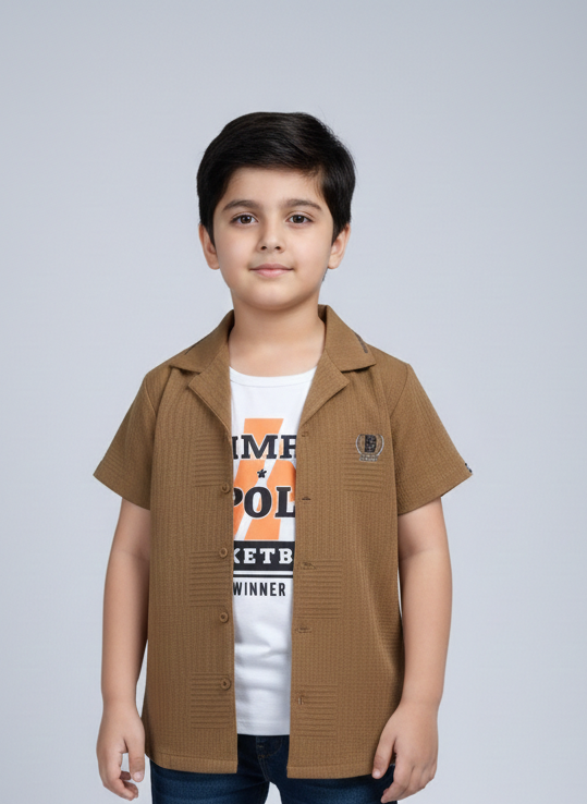 Dynamic Duo Tone Sage and White Graphic Resort Shirt for a Fresh Summer Look