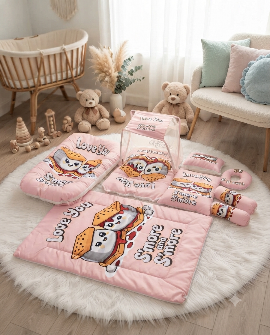Adorable S'more Themed Baby Bedding Set for Comfortable Sleep and Nursery Room Decor