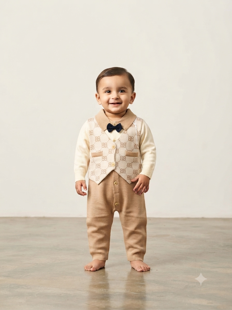 Stylish Formal Waistcoat Romper For Baby Boys Elegant Comfortable Party Wear Trendy Kids Outfit