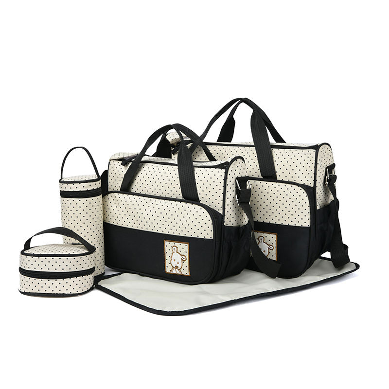 Premium 5 in 1 Baby Diaper Bag Set With Changing Mat And Bottle Holder Red