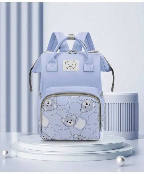 Cute Bear Print Mommy Backpack – Spacious, Waterproof & Multi-Pocket Diaper Bag | Colors: Blue, Purple, Pink & Black