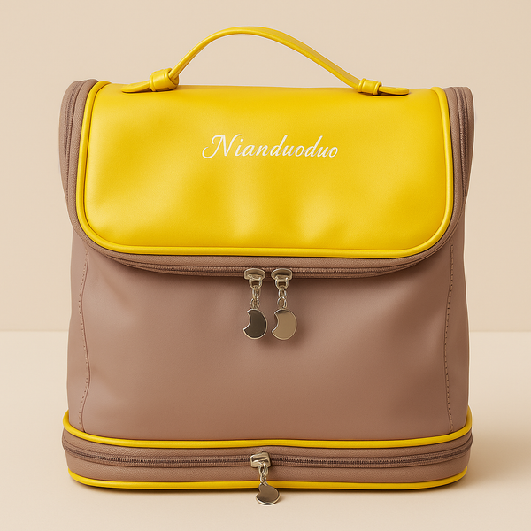 Nianduoduo Multi-Pocket Travel Handbag – Waterproof Organizer Tote Bag (Pink, Green & Yellow)