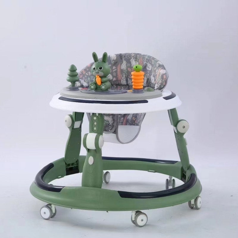 Premium Baby Walker with Activity Toys – Foldable, Adjustable Height, 360° Wheels (Green)