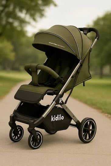 Kidilo K12 Premium Baby Stroller – Ultra Comfort, Smooth Ride & Travel-Friendly Design (Black)