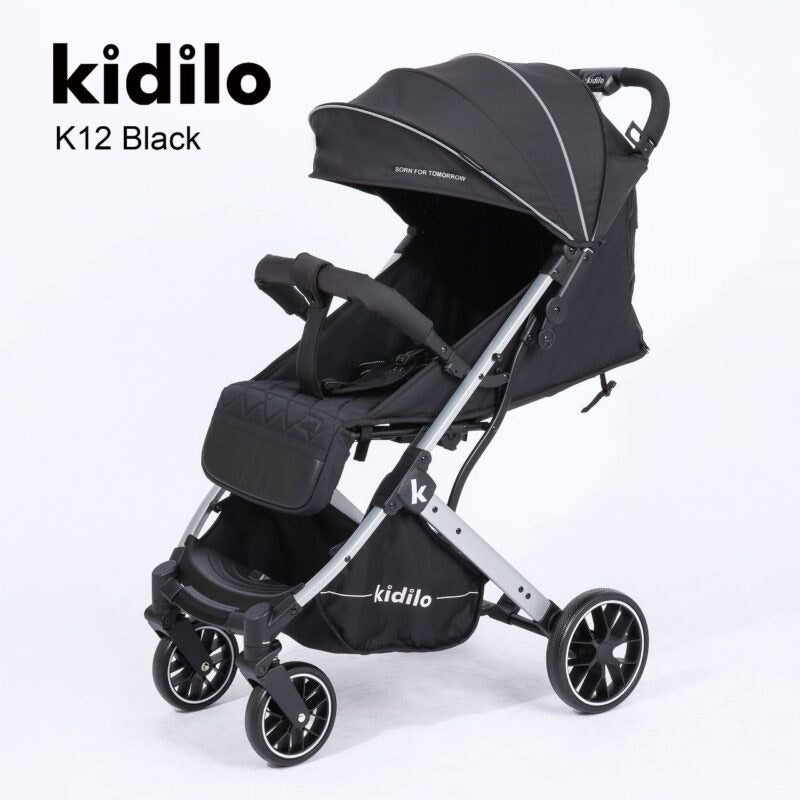 Kidilo K12 Premium Baby Stroller – Ultra Comfort, Smooth Ride & Travel-Friendly Design (Black)