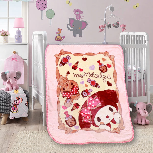 Pink Aur Maroon Rang ki My Melody Kids Soft Winter Blankets Ka Combo Set